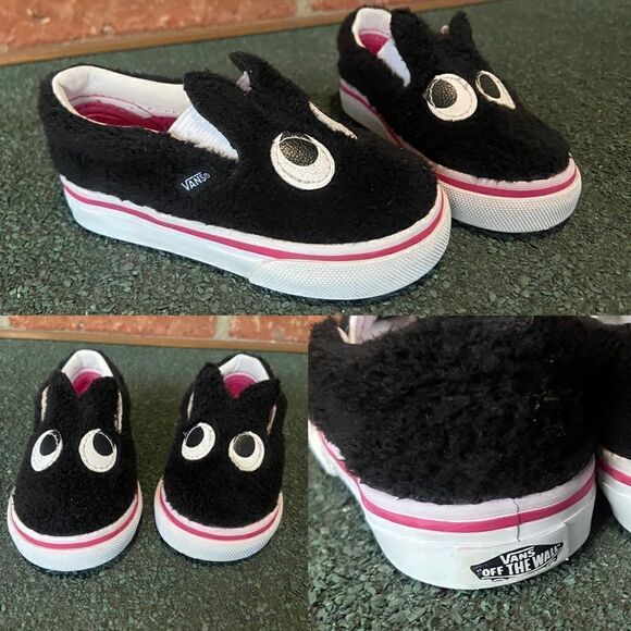 VANS Slip On Infant Baby Toddler Friend Party Furry Black Shoes size 5 - Picture 1 of 16